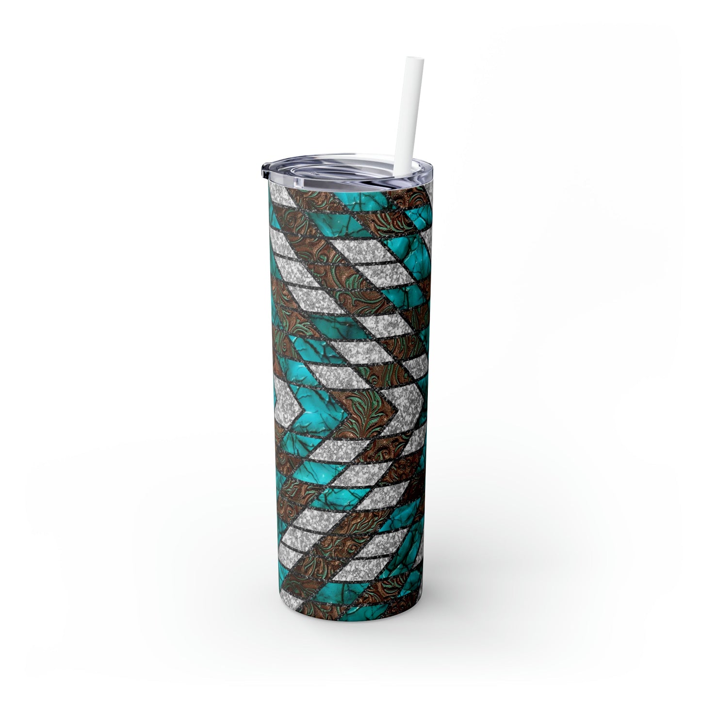 Southwest Pattern Skinny Tumbler with Straw, 20oz