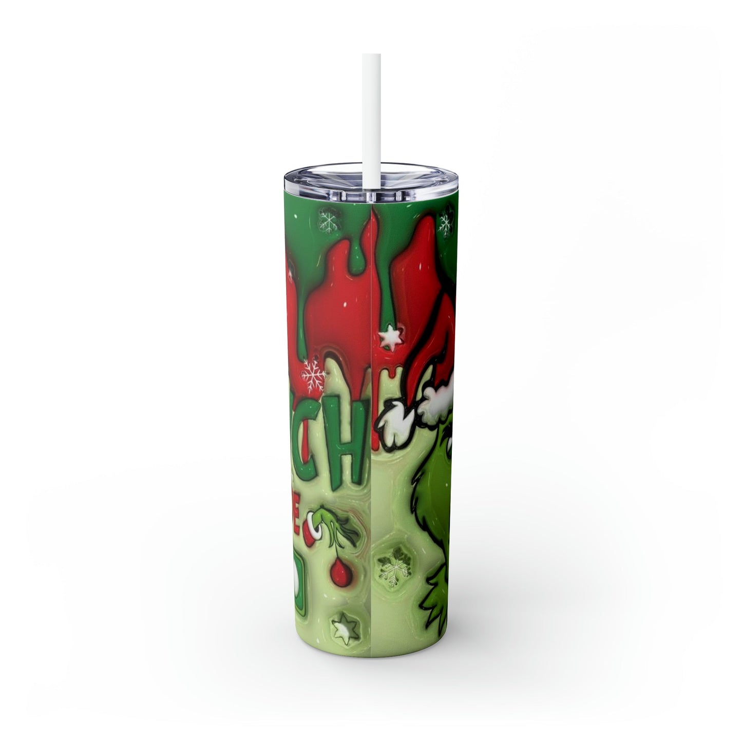 Inflated GReeN Mode On Skinny Tumbler with Straw, 20oz