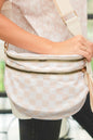 White Leopard Print Wide Strap Large Crossbody Bag