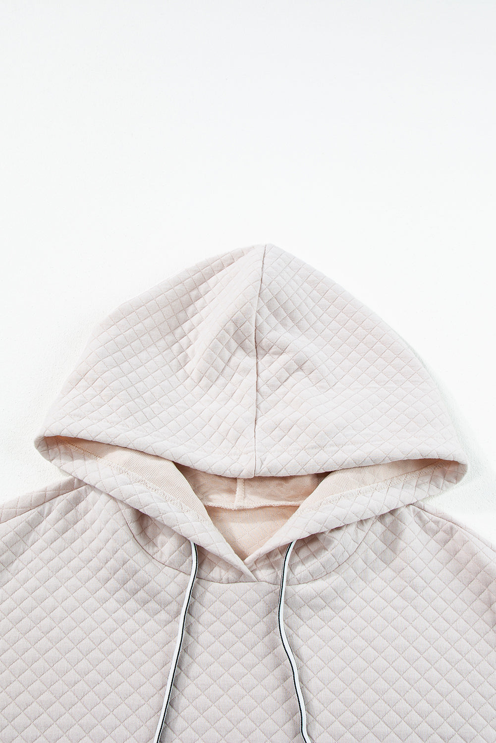 Pale Khaki Solid Half Zipper Quilted Pullover Sweatshirt