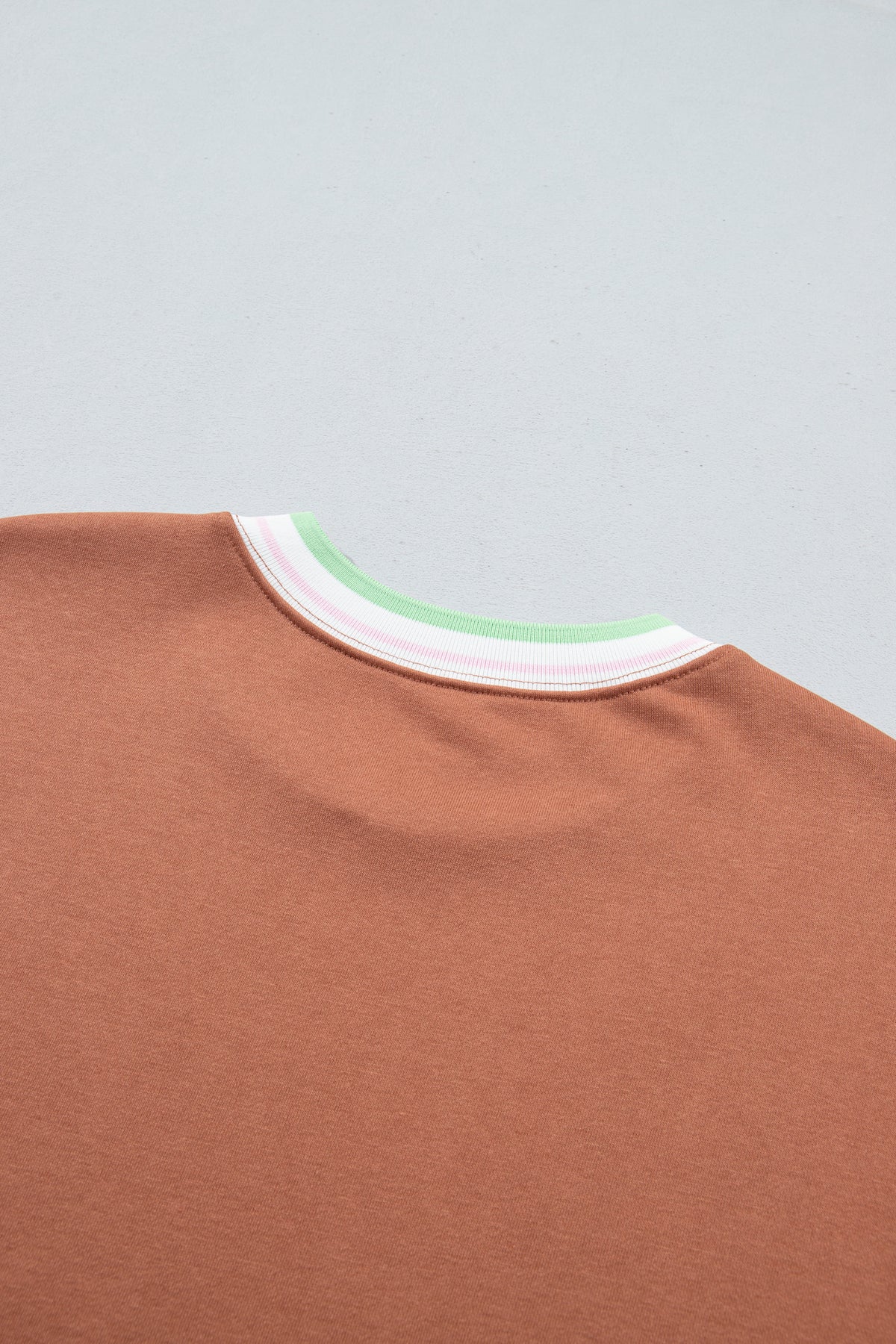 Bright Green Contrast Striped Trim Baggy Pullover Sweatshirt