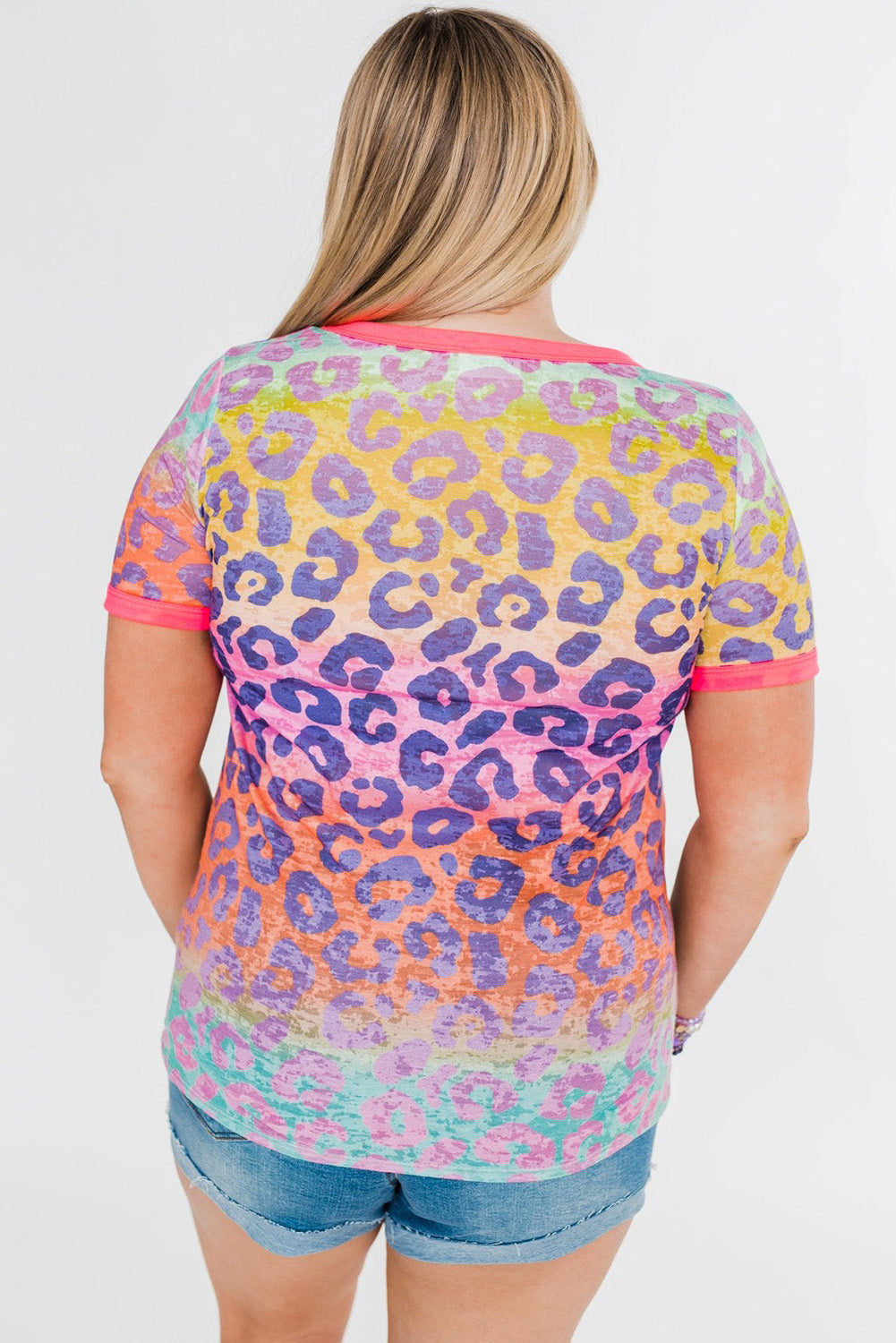 Plus Size Leopard Tie-dye T-shirt