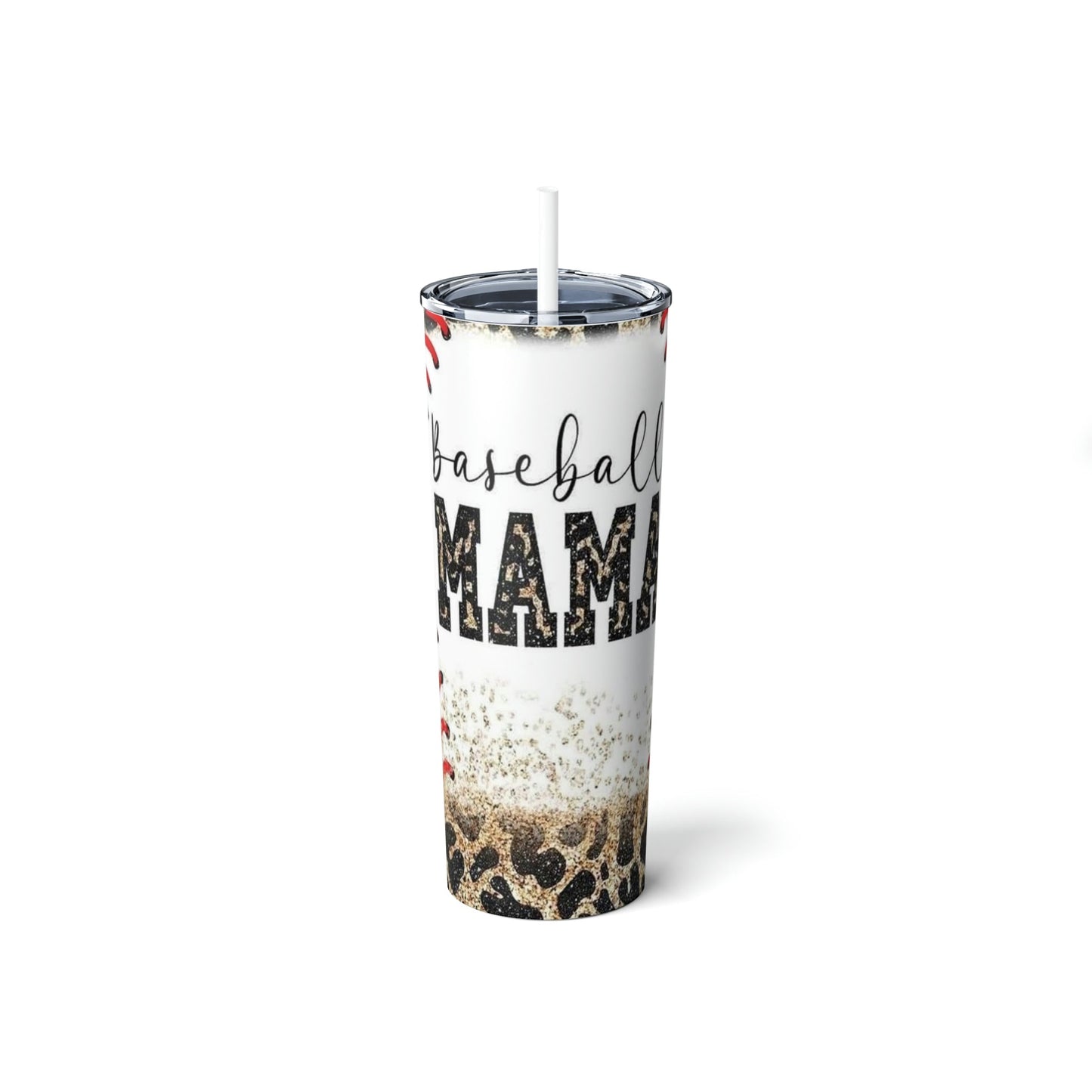 Baseball Mama Leopard Skinny Tumbler