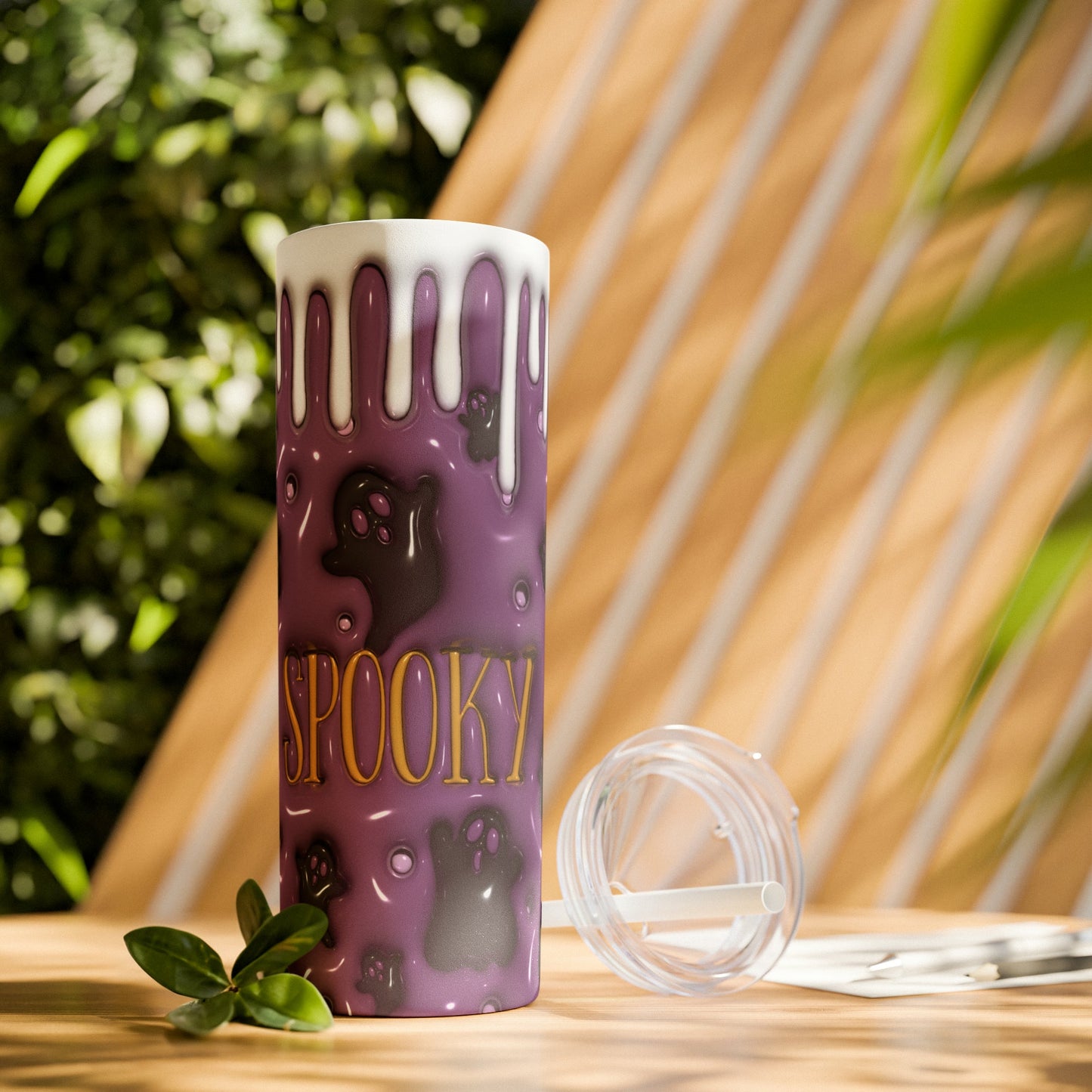 Inflated Spooky Skinny Tumbler with Straw, 20oz