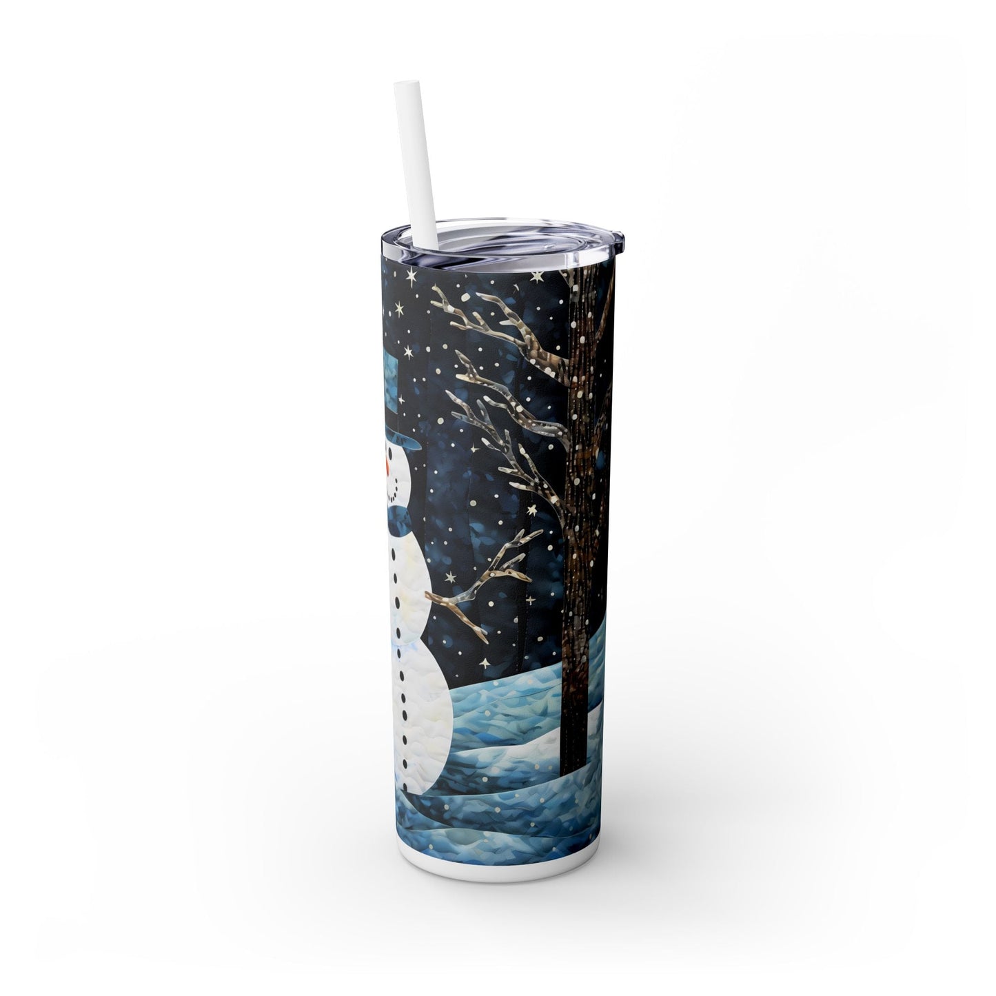 Blue Snowman Skinny Tumbler with Straw, 20oz