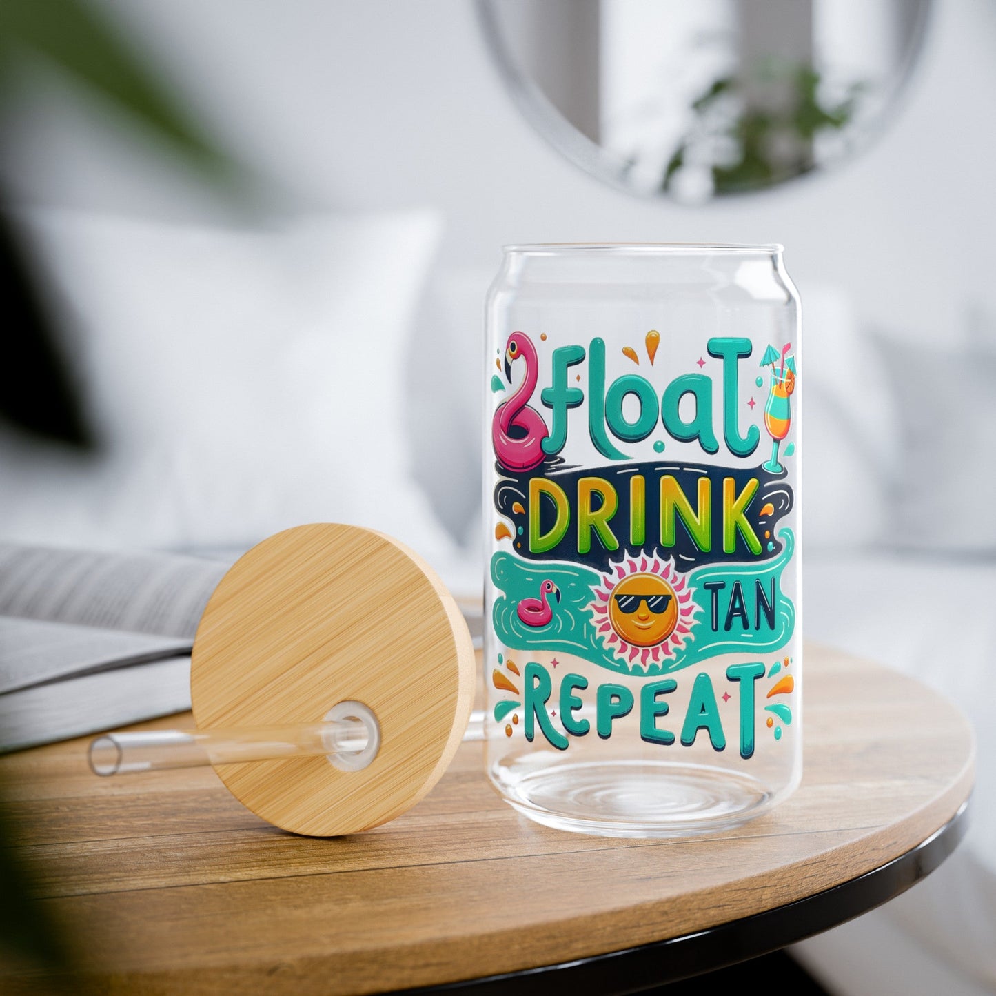 Float Drink Tan Repeat Sipper Glass, 16oz