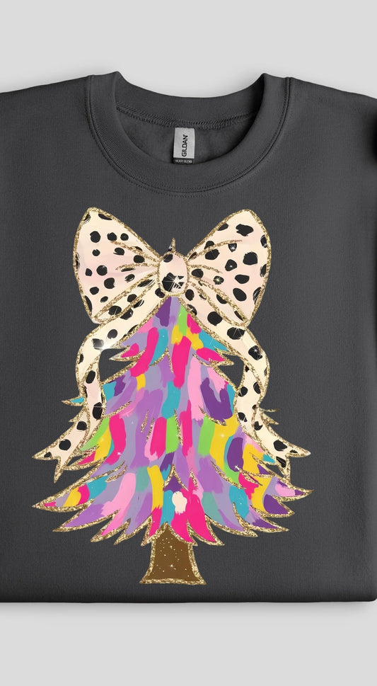 Full Size Leopard Bow Tree SWEATSHIRT.