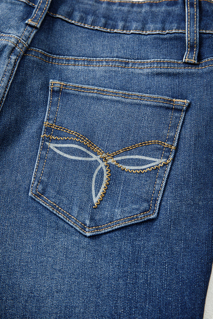 Sail Blue Stitch Patch Pocket Bootcut Jeans
