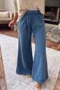 Ashleigh Blue Mineral Wash Seam Detail Flare Leg Drawstring Pants