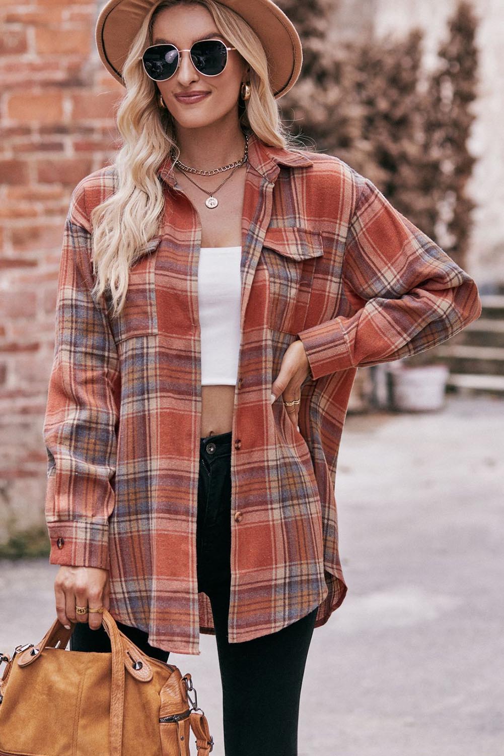 Multicolour Plaid Print Flap Pocket Shirt