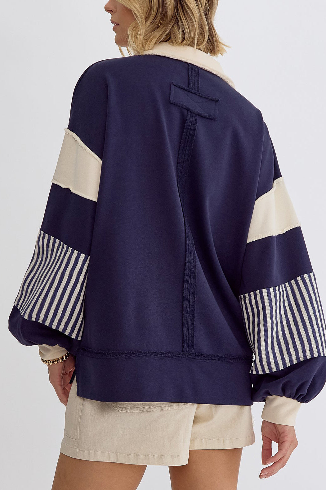 PREORDER: The Delinda Stripe and Color Blocking Pullover 11.11.24