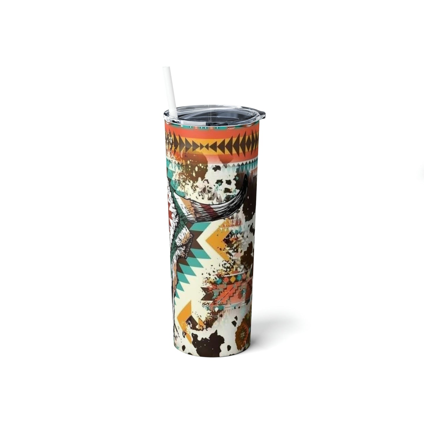 Western Bull Skull Skinny Tumbler