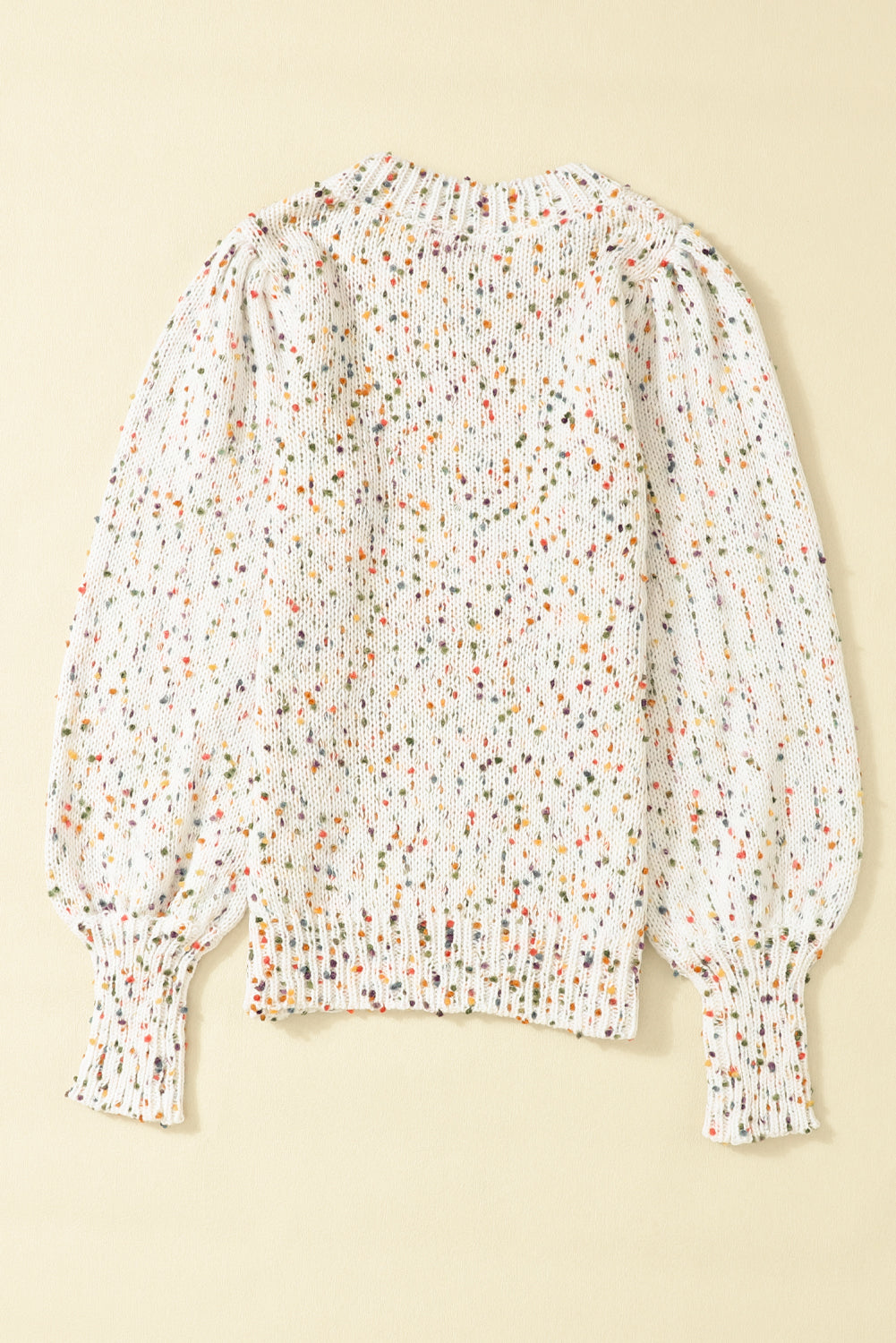 White Pilling Detail Patterned Sleeve Sweater