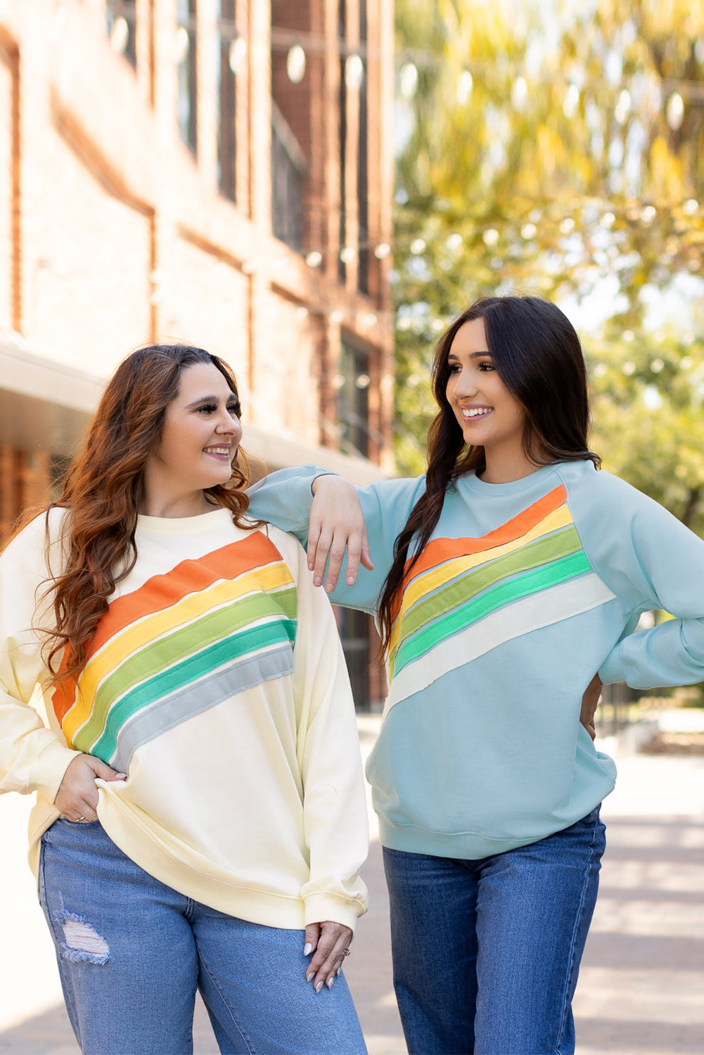 white Rainbow Raglan Sleeve Crew Neck Plus Size Sweatshirt