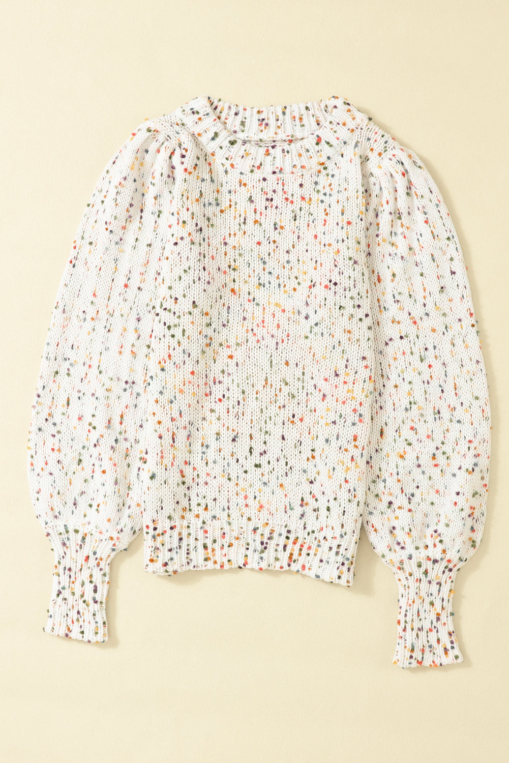 White Pilling Detail Patterned Sleeve Sweater