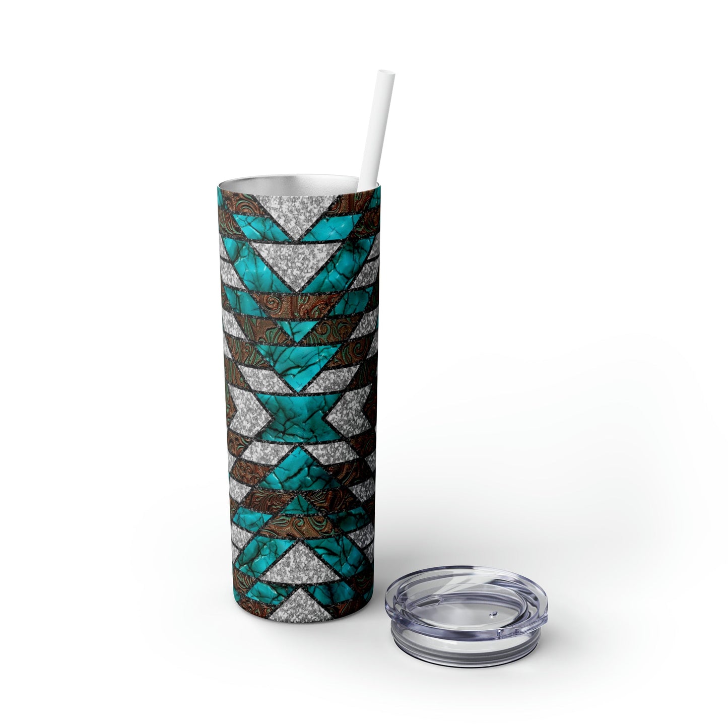 Southwest Pattern Skinny Tumbler with Straw, 20oz