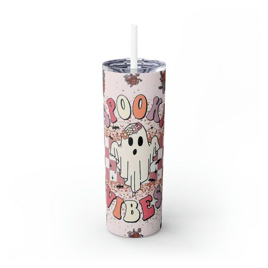 Spooky Vibes Skinny Tumbler with Straw, 20oz