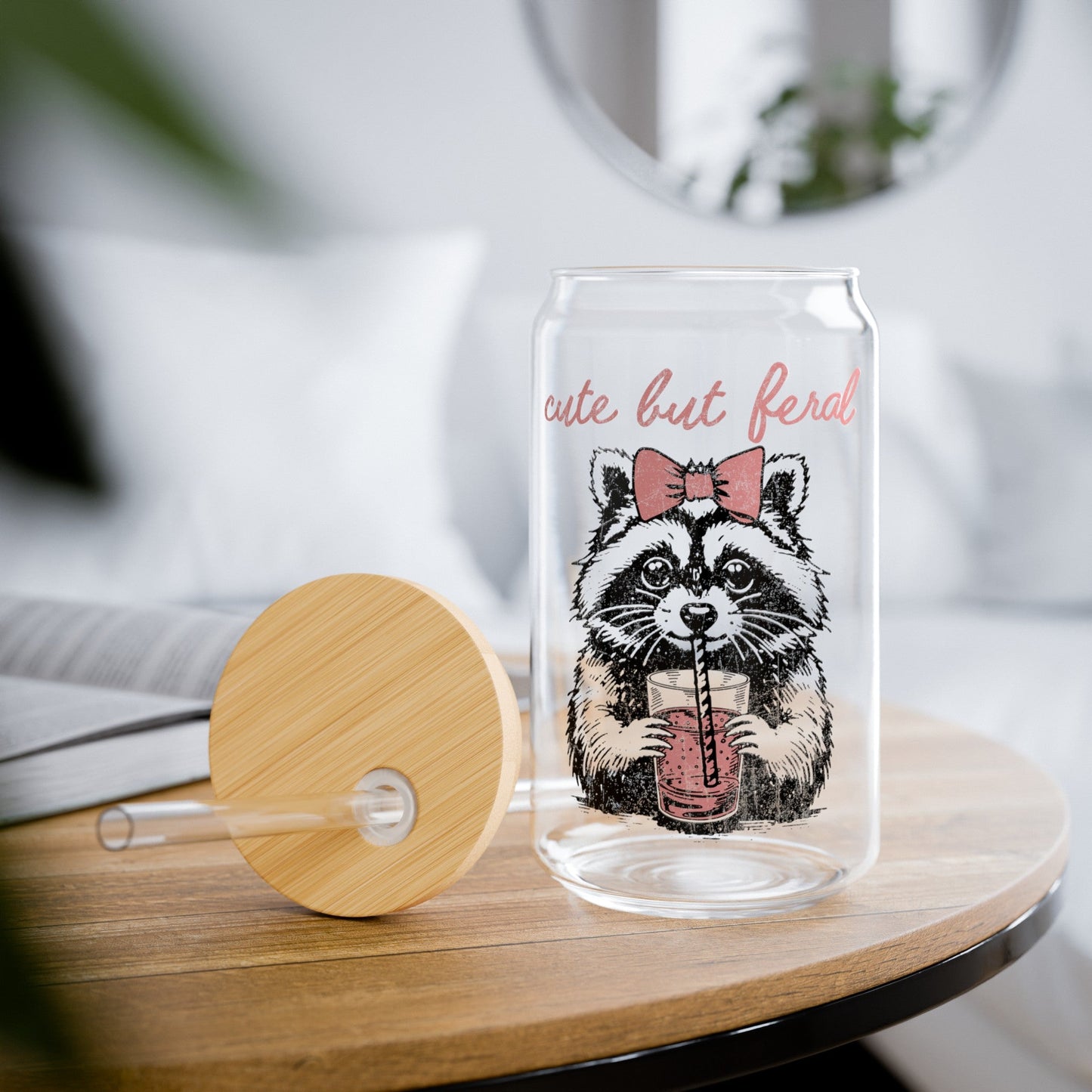 Cute But Feral Sipper Glass, 16oz