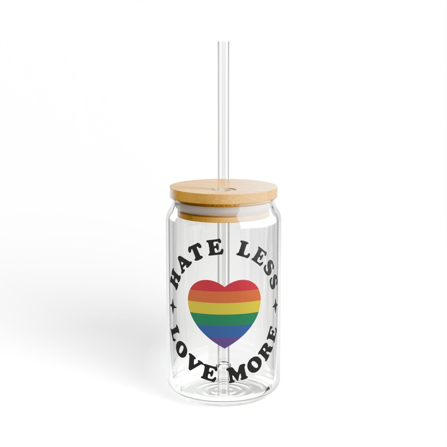 Hate Less Love More Sipper Glass, 16oz