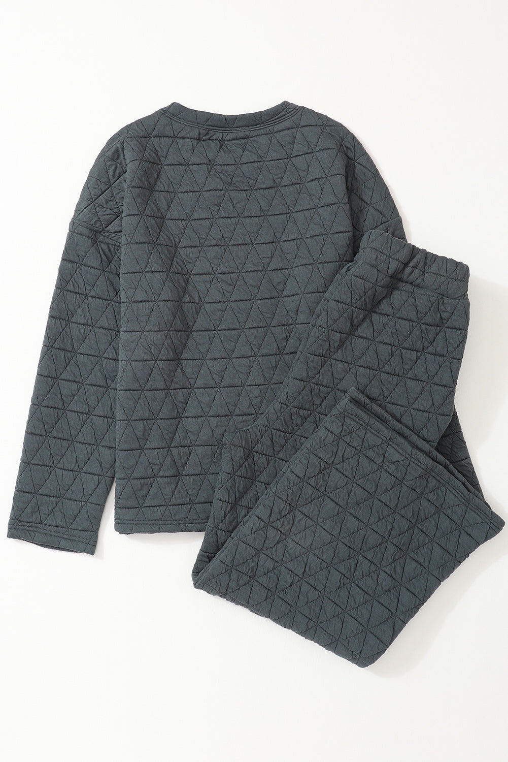 Blackish Green Plus Size Quarter Buttoned Pocketed Quilted Sweatshirt