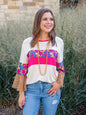 Flow Together Beige Top With Pink and Floral Accents