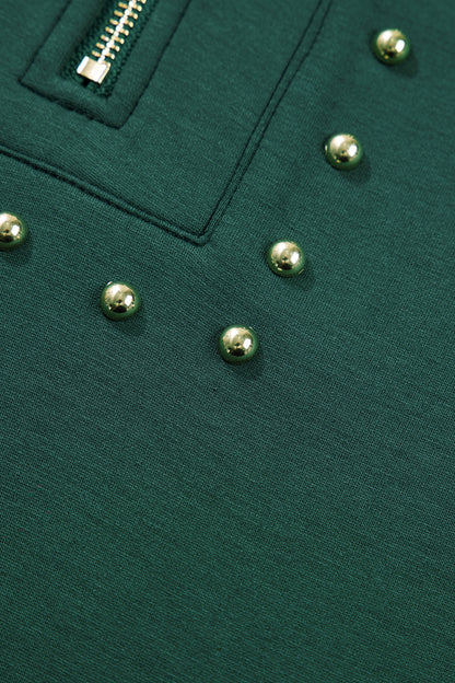 Evergreen Plus Size Glow Studded Zip up T Shirt Dress with Pockets