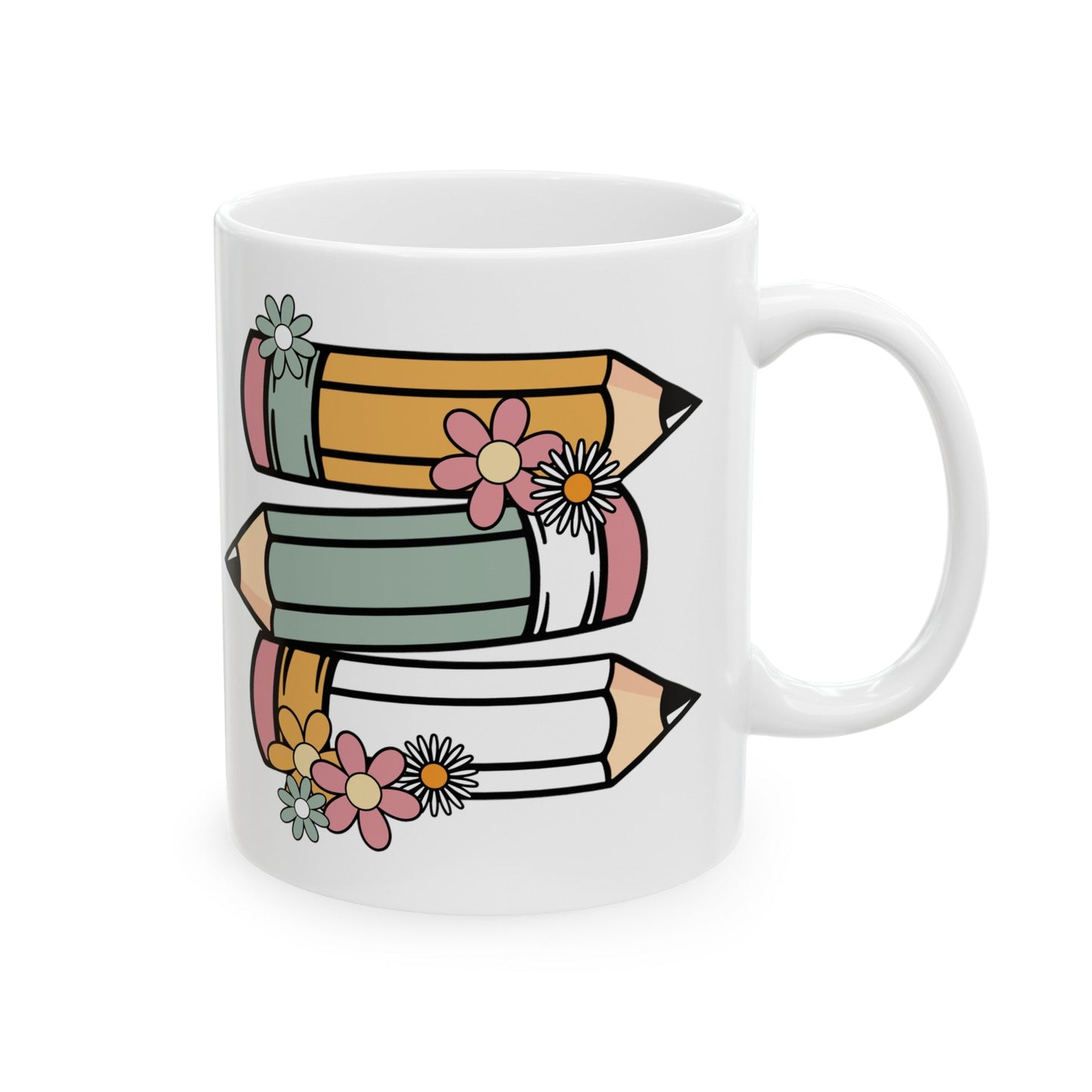 Tri Color Pencils Ceramic Mug, (11oz, 15oz)