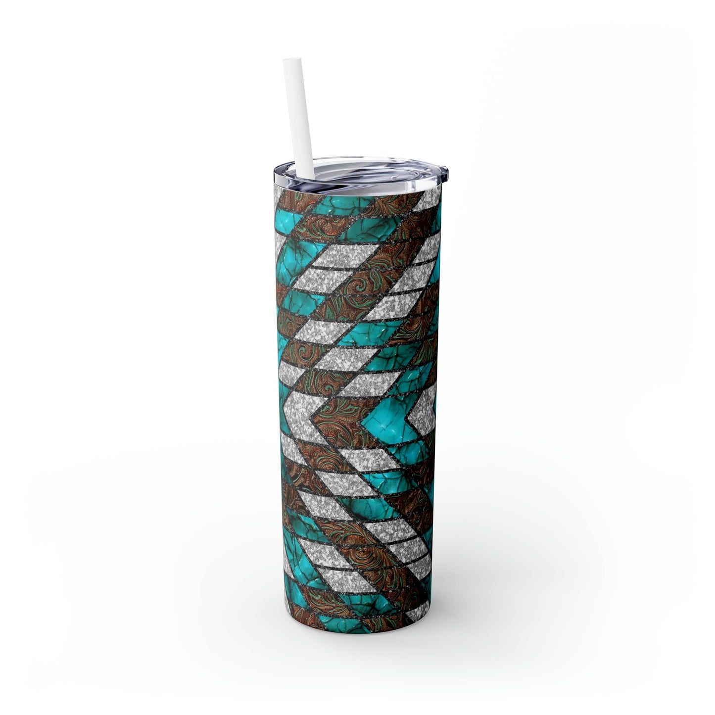 Southwest Pattern Skinny Tumbler with Straw, 20oz