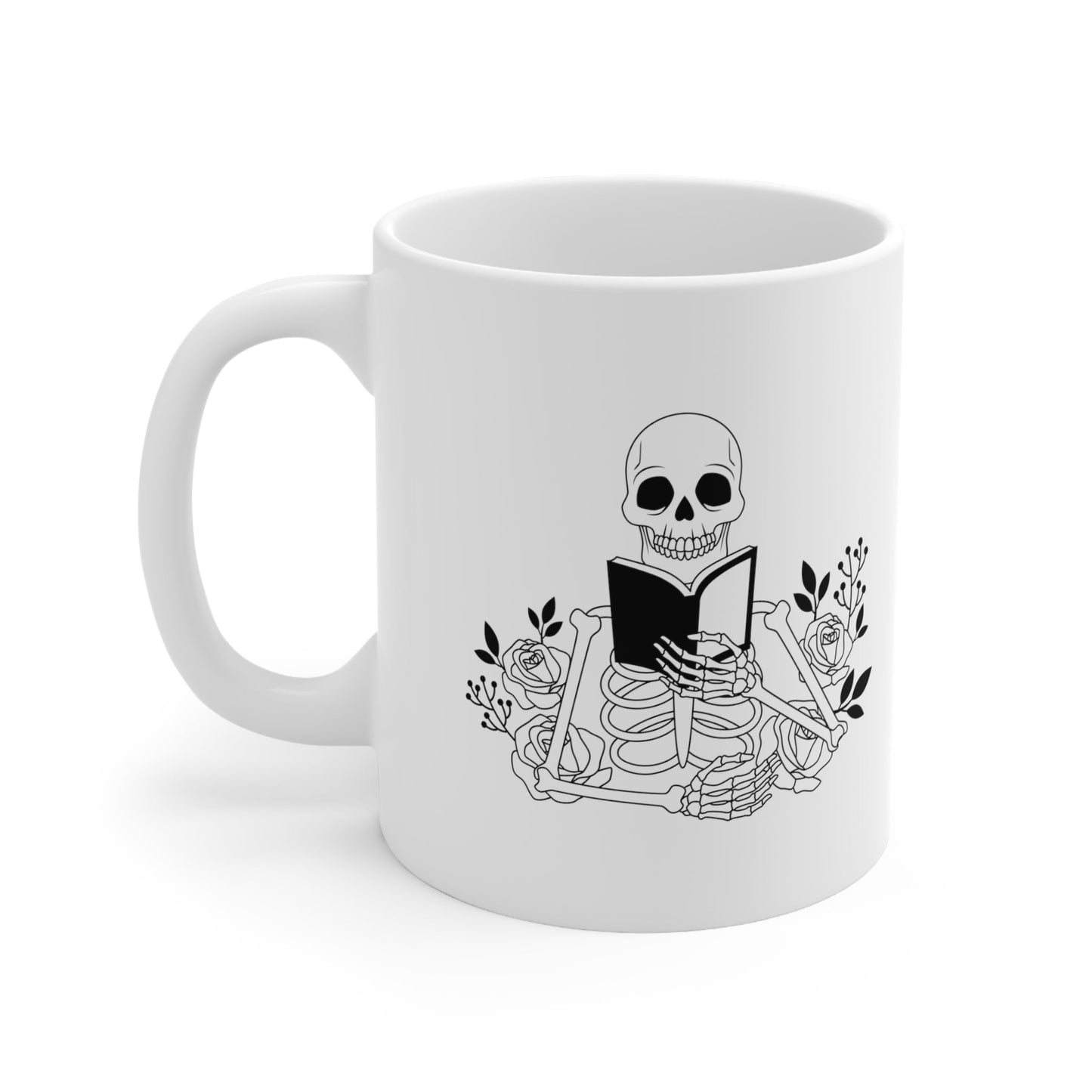 Skeleton Reading Ceramic Mug 11oz