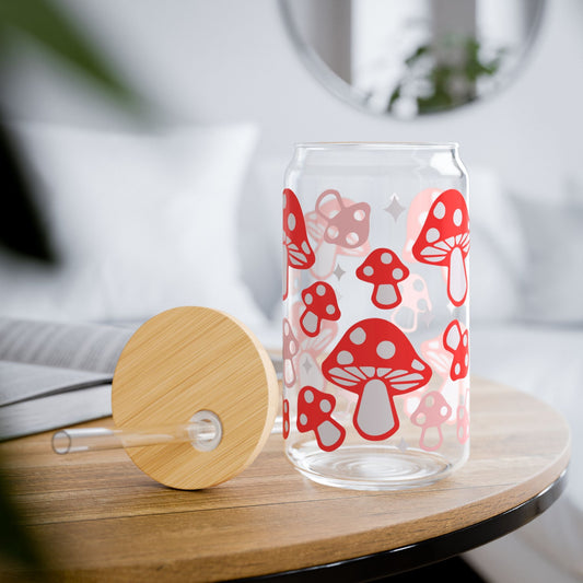 Red Mushies Sipper Glass, 16oz