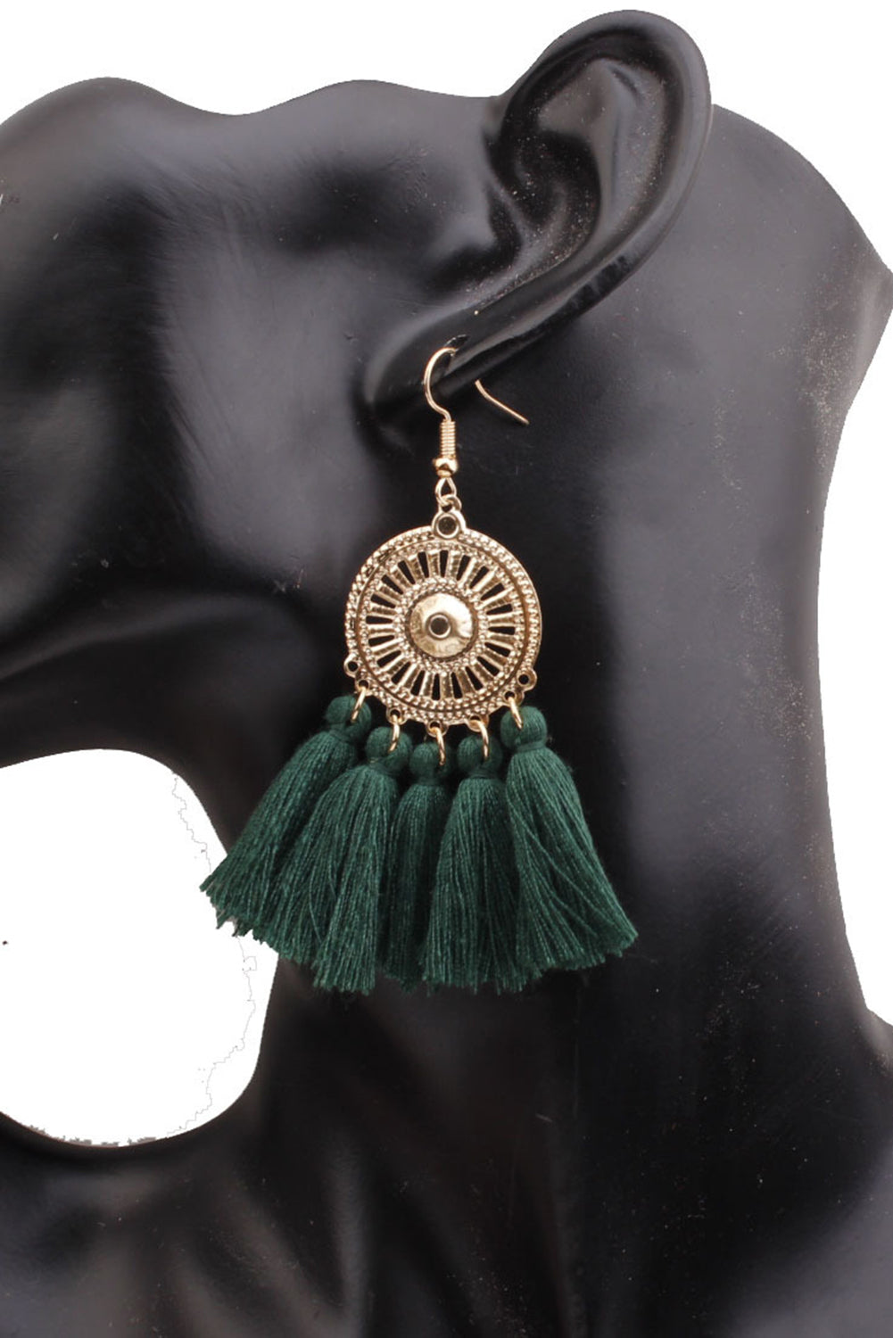 Sunflower Fan-shaped White Tassel Earrings