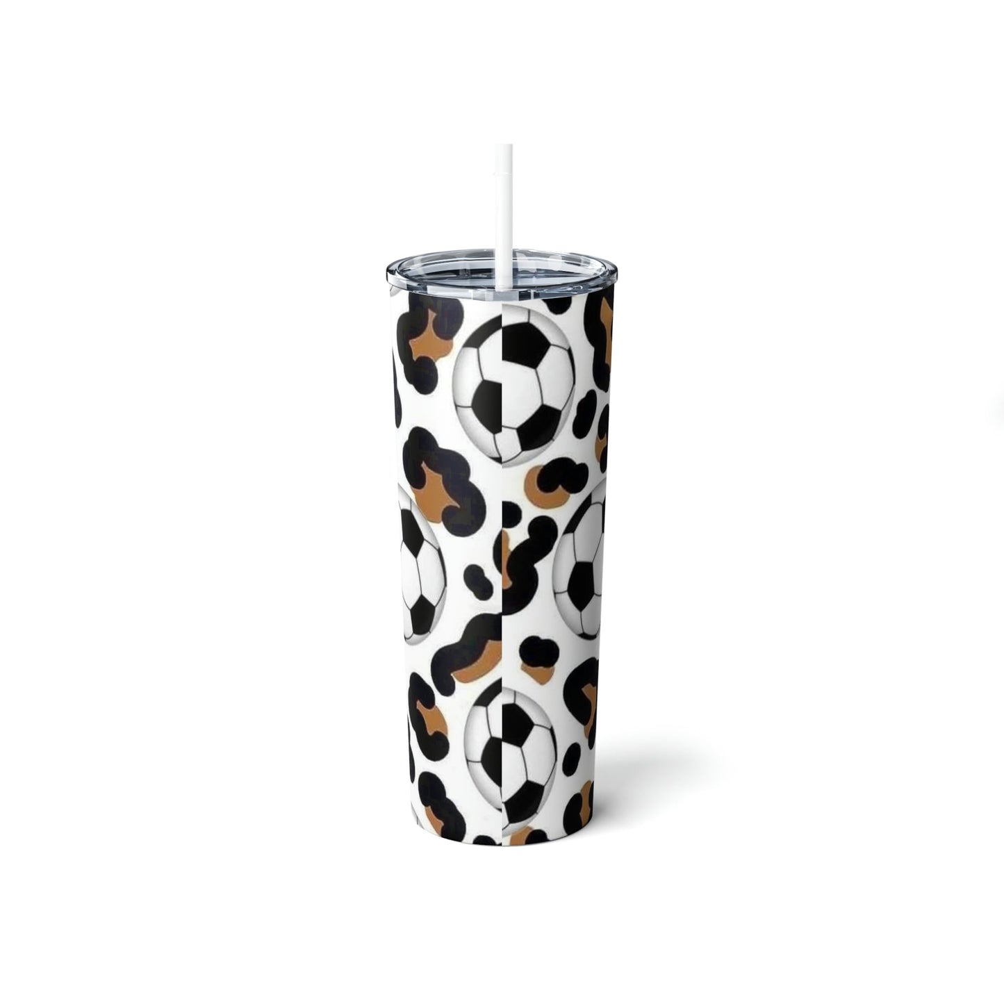 Leopard Soccer Skinny Tumbler