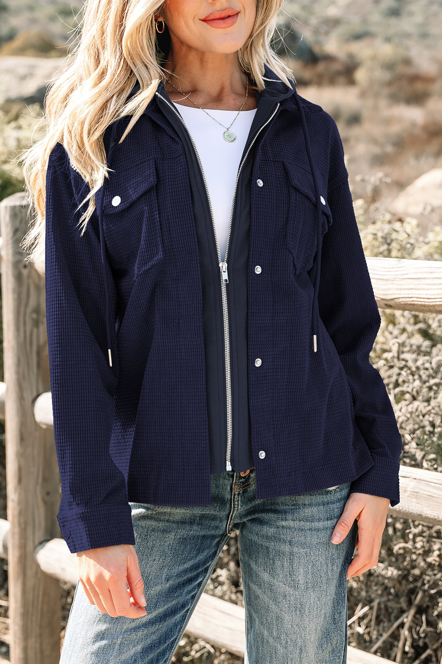 Laurel Green Solid Color Textured Patchwork Flap Pocket Shacket