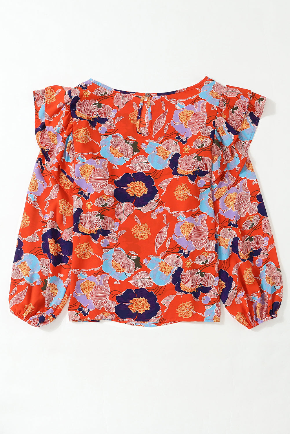 Ginger Floral Print Ruffle Puff Sleeve Blouse