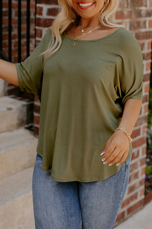 Plus Size Hollow-out Back Slouchy Tee