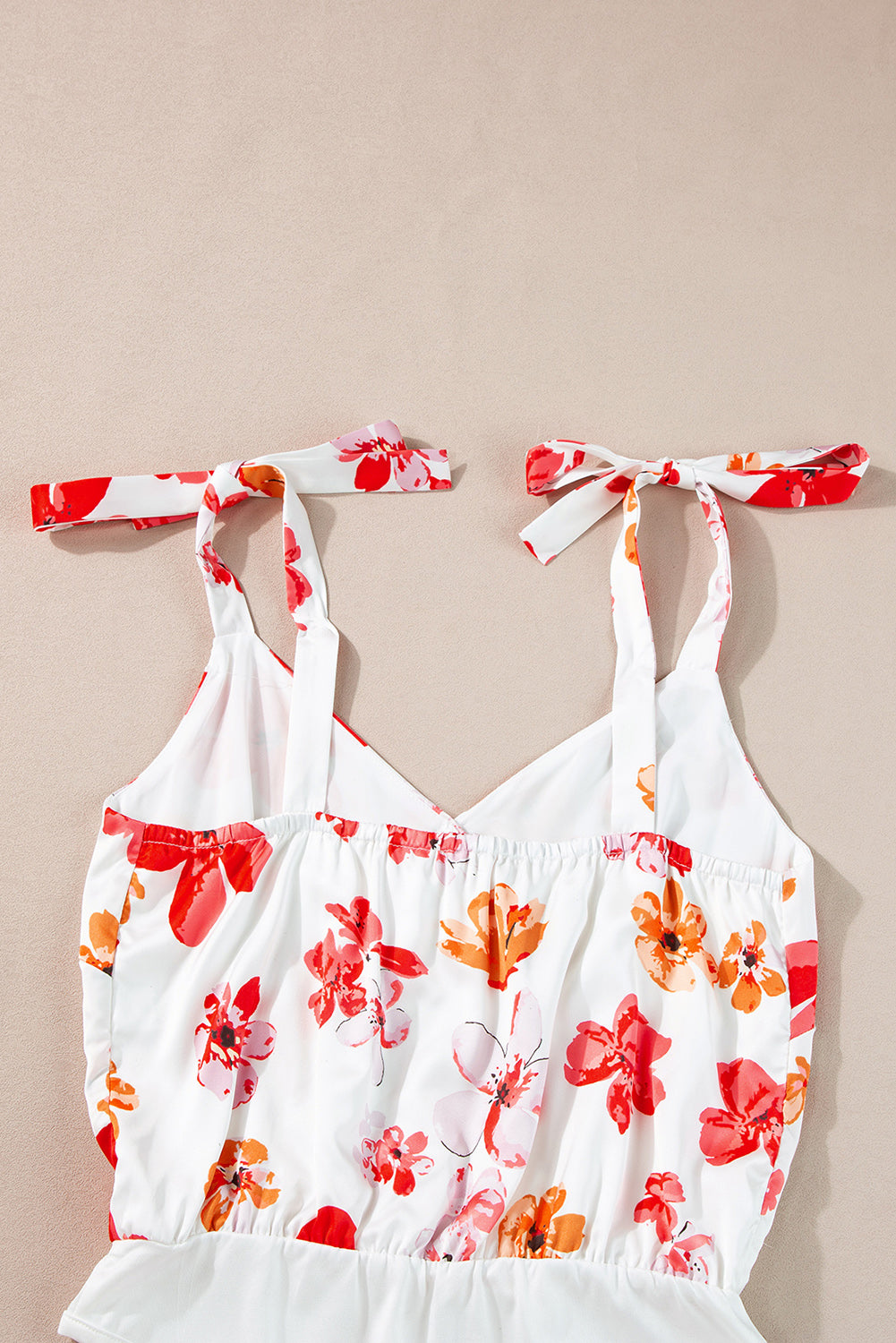 White Floral Button Wrap Sleeveless Bodysuit