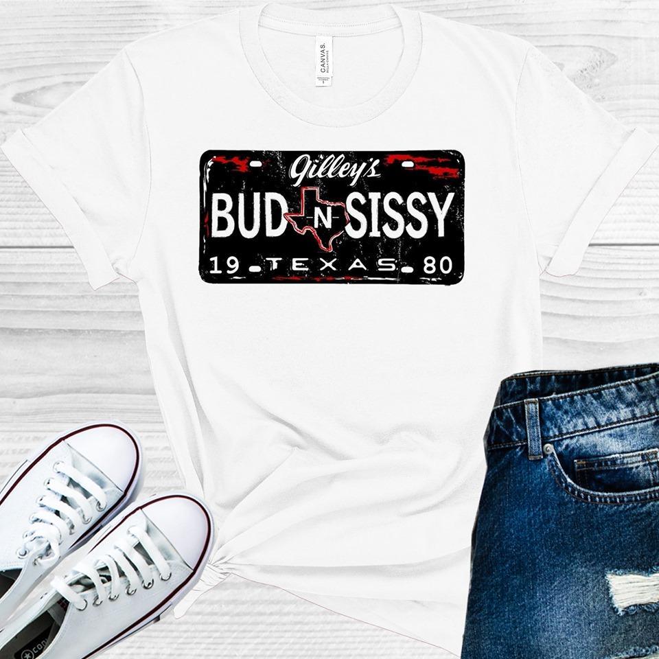 Urban Cowboy: Gilly's Bud and Sissy License Plate Graphic Tee