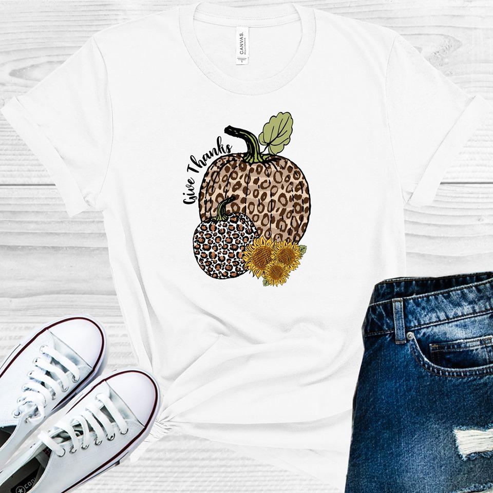 Give Thanks Leopard Pumpkins Graphic Tee
