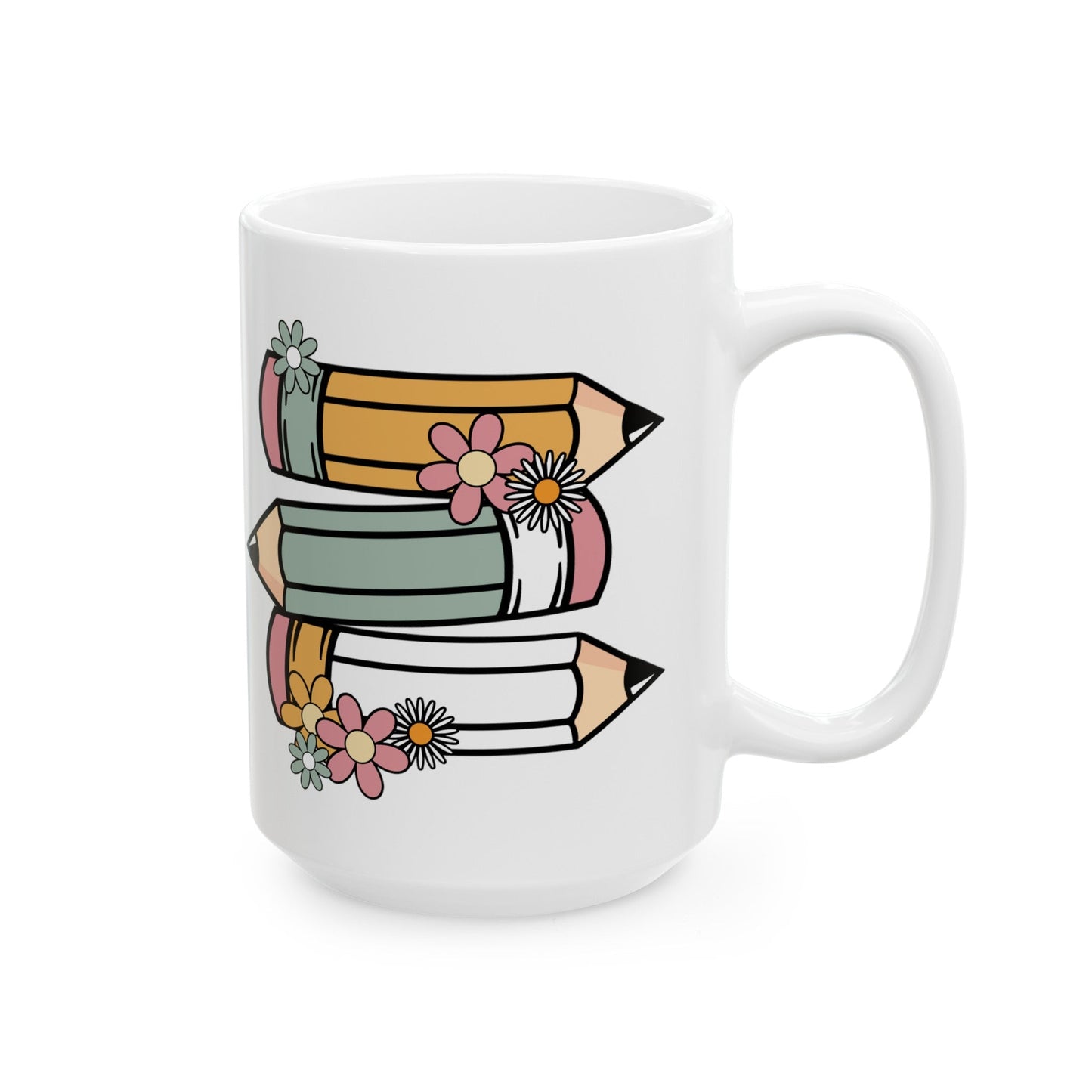 Tri Color Pencils Ceramic Mug, (11oz, 15oz)