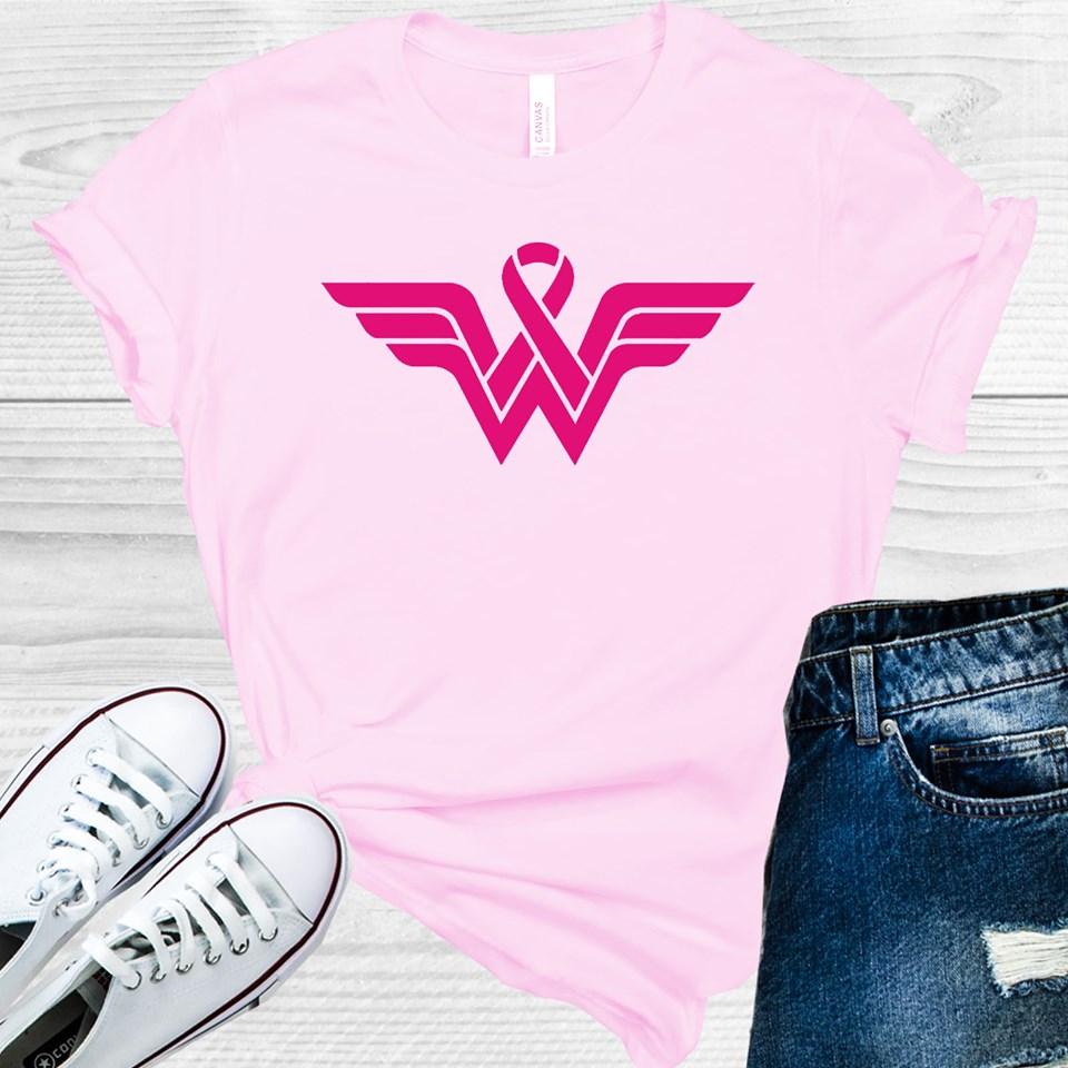 Pink Superhero Ribbon Graphic Tee