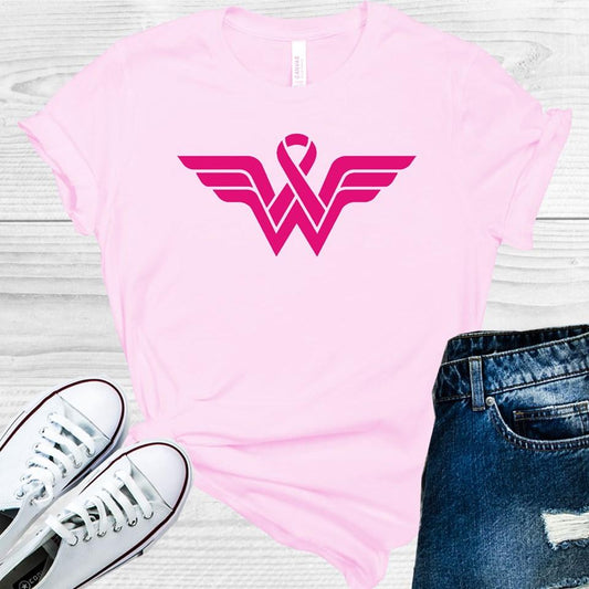 Pink Superhero Ribbon Graphic Tee