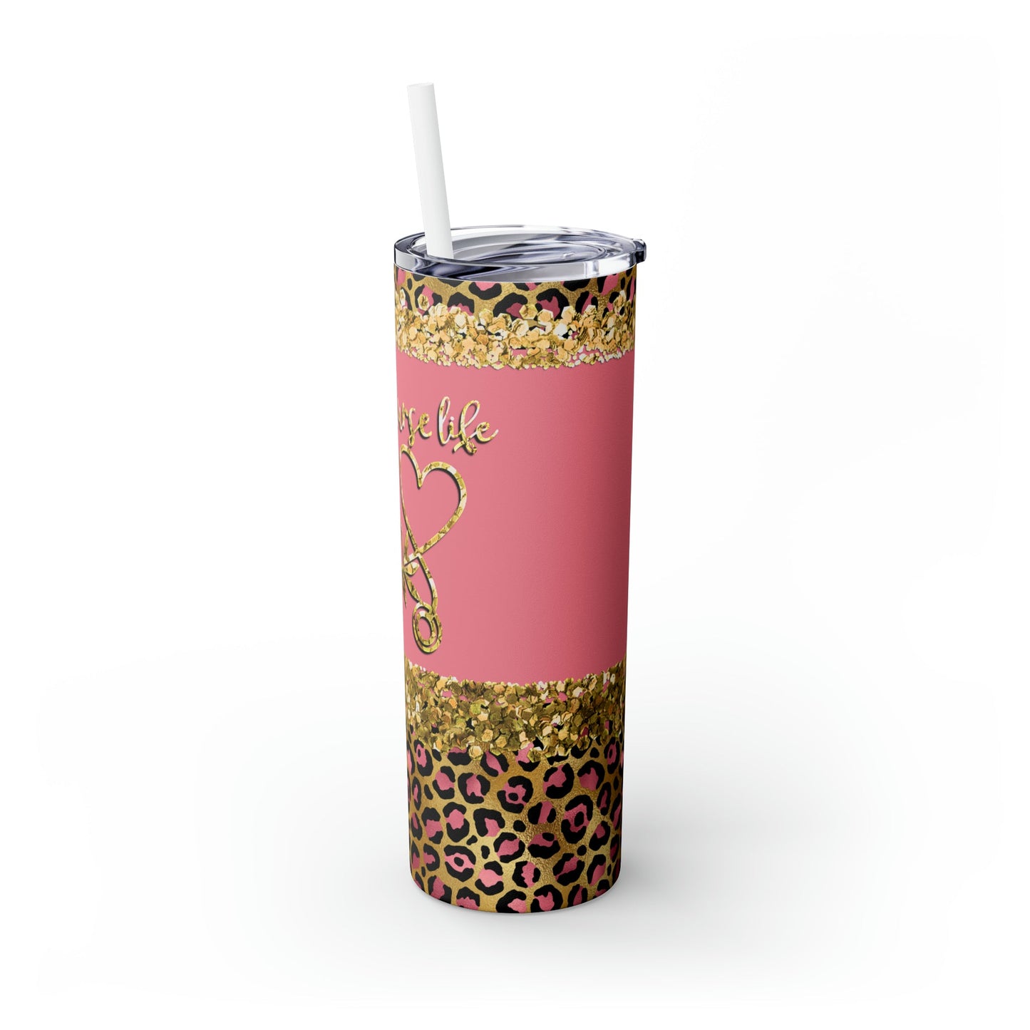 Pink Nurse Life Skinny Tumbler with Straw, 20oz