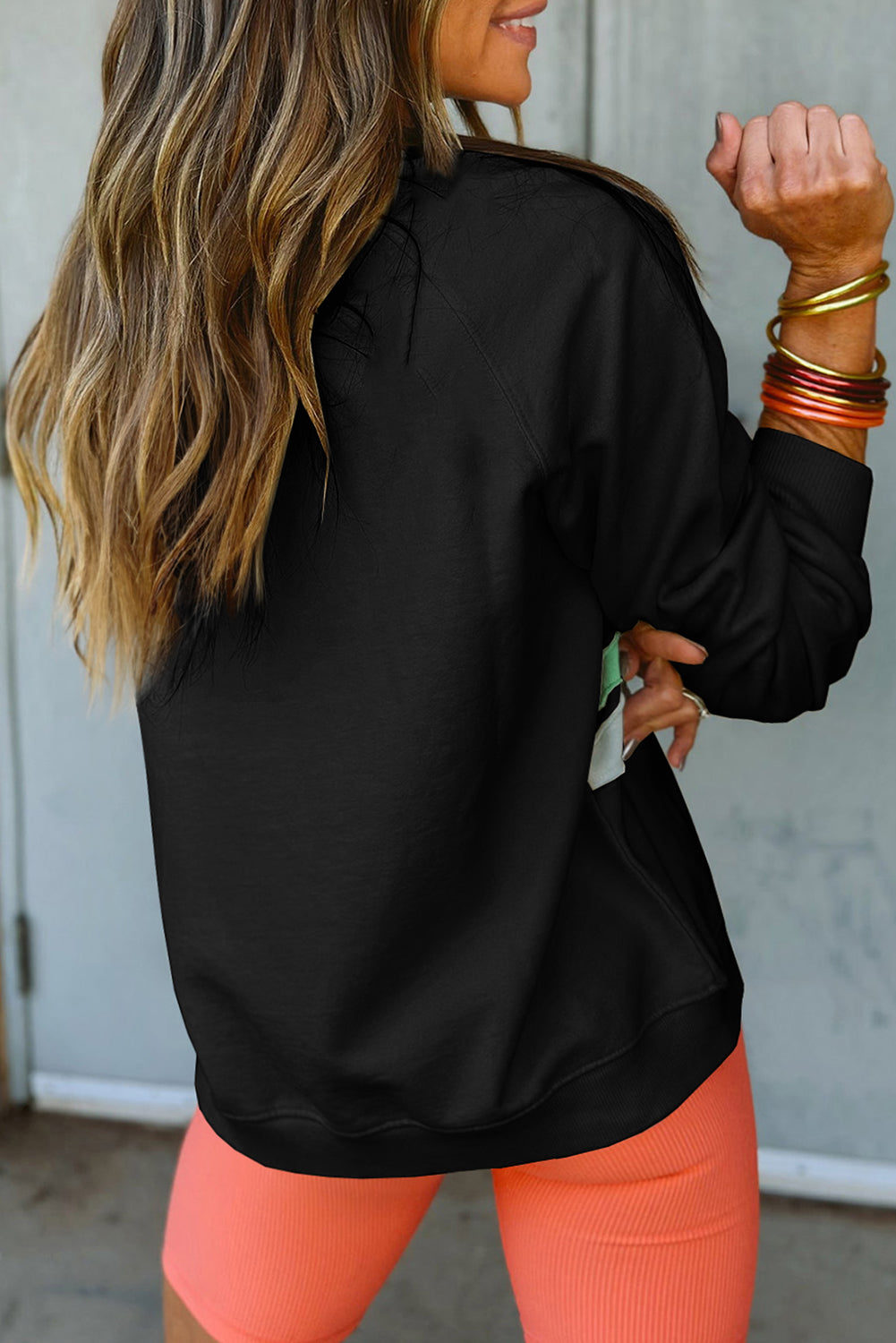 Black Rainbow Colorblock Plus Size Sweatshirt