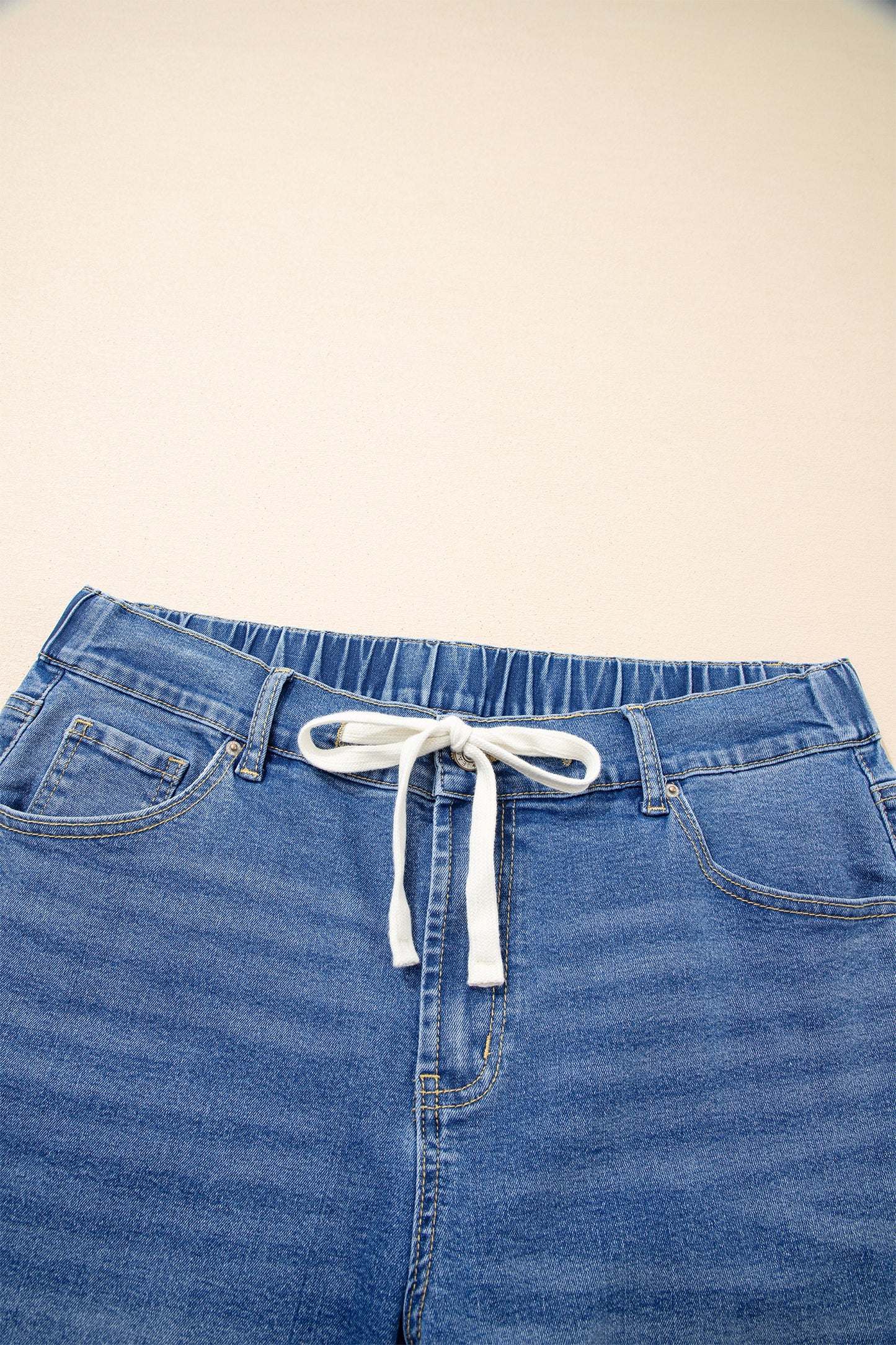 Light Blue Acid Wash Contrast Lace-up Plus Size Jeans