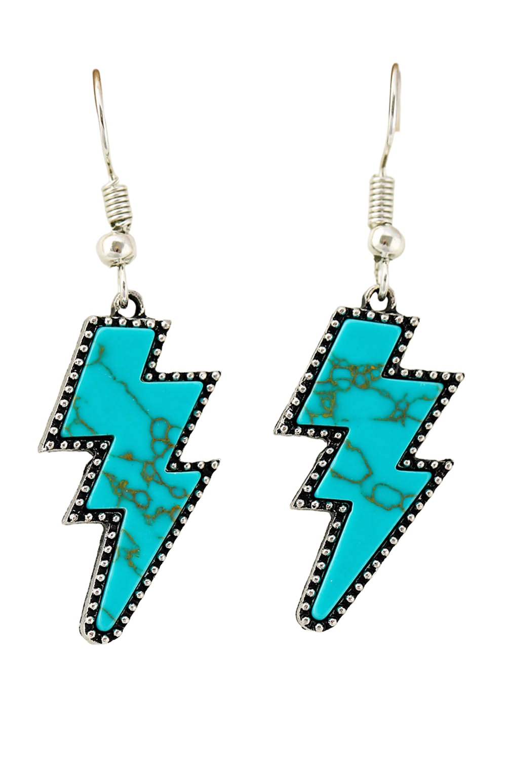 Marble Texture Retro Lightning Bolt Earrings