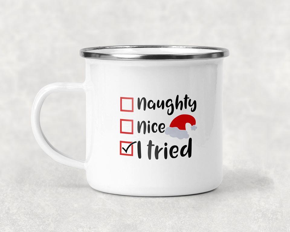 Naughty Nice I Tried Christmas Mug