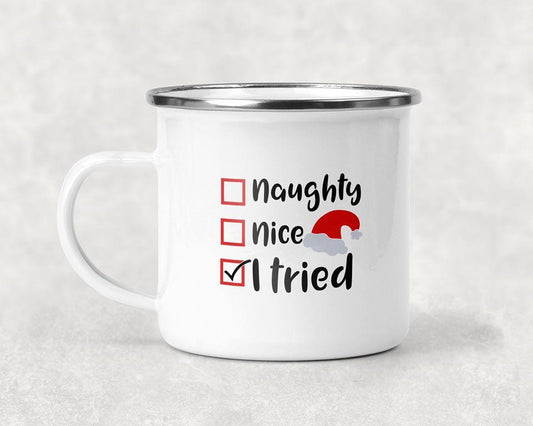 Naughty Nice I Tried Christmas Mug