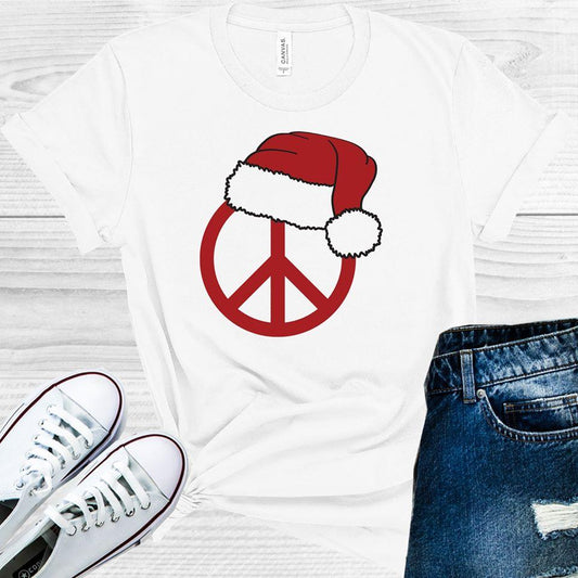 Santa Hat Peace Sign Graphic Tee