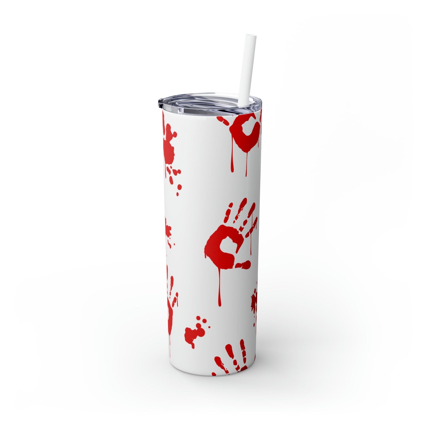 Bloody Hands Skinny Tumbler with Straw, 20oz