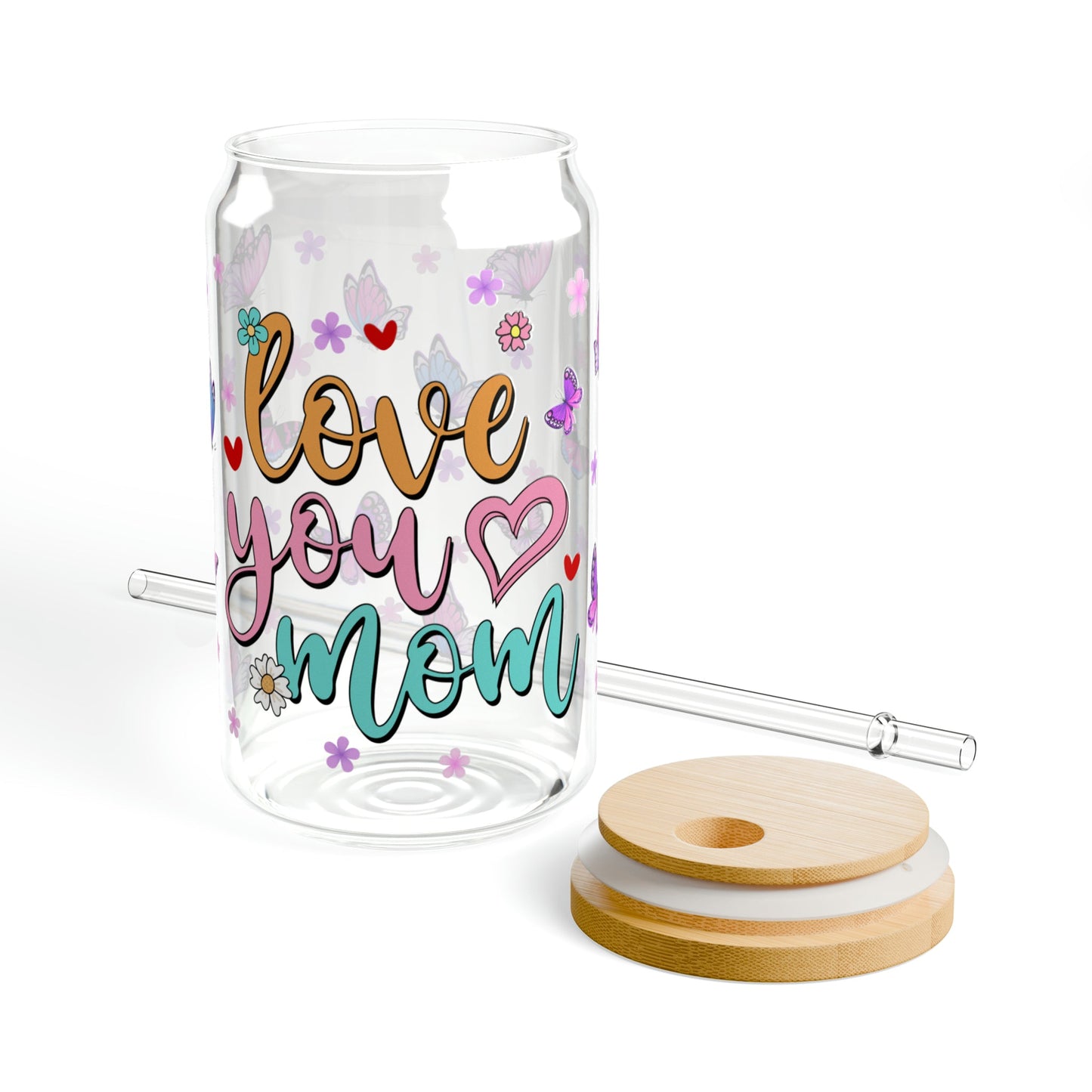 Love You Mom Sipper Glass, 16oz